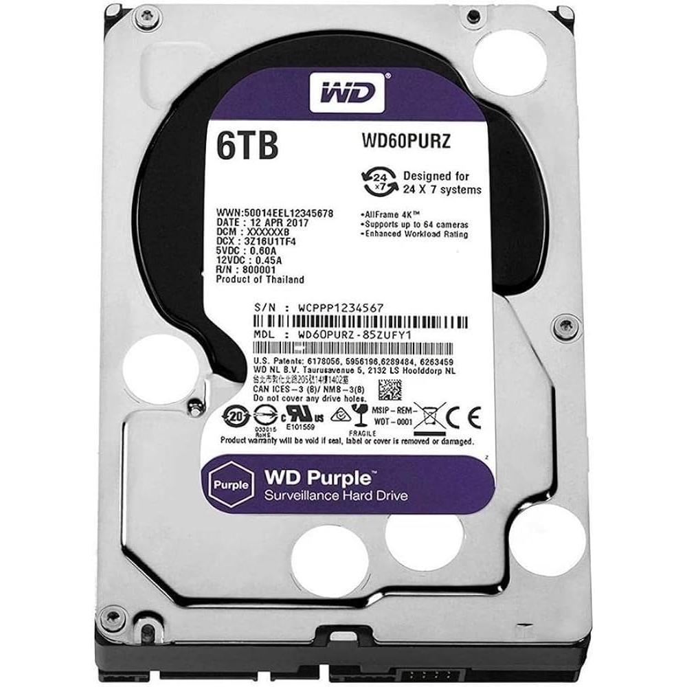 هارددیسک اینترنال وسترن دیجیتال مدل Purple WD64PURZ ظرفیت 6 ترابایت