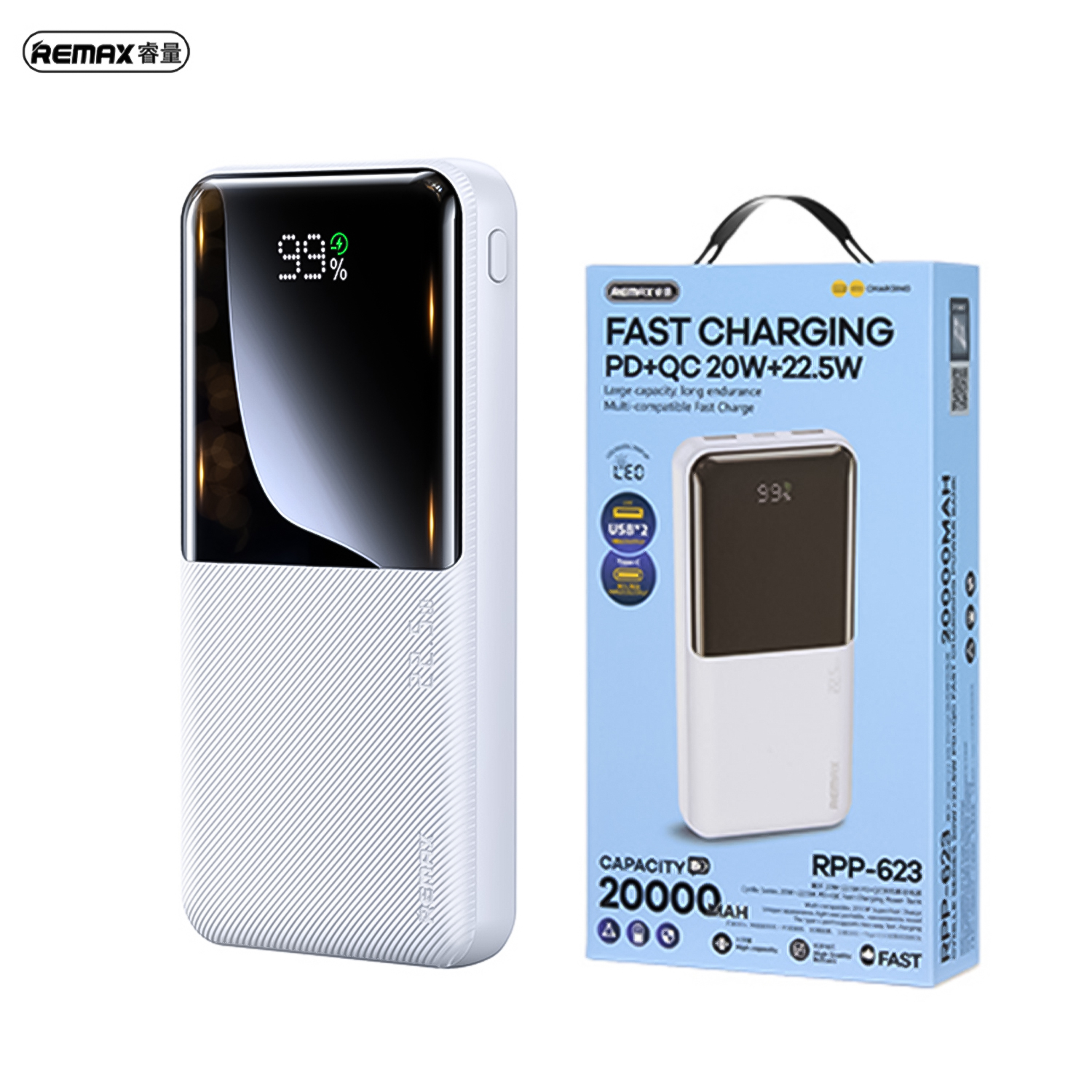 پاوربانک ریمکس مدل RPP-623 ظرفیت 20000 میلی آمپر ساعت