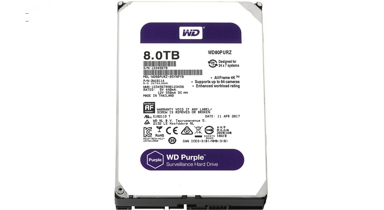 هارددیسک اینترنال وسترن دیجیتال مدل Purple WD80PURZ ظرفیت 8 ترابایت