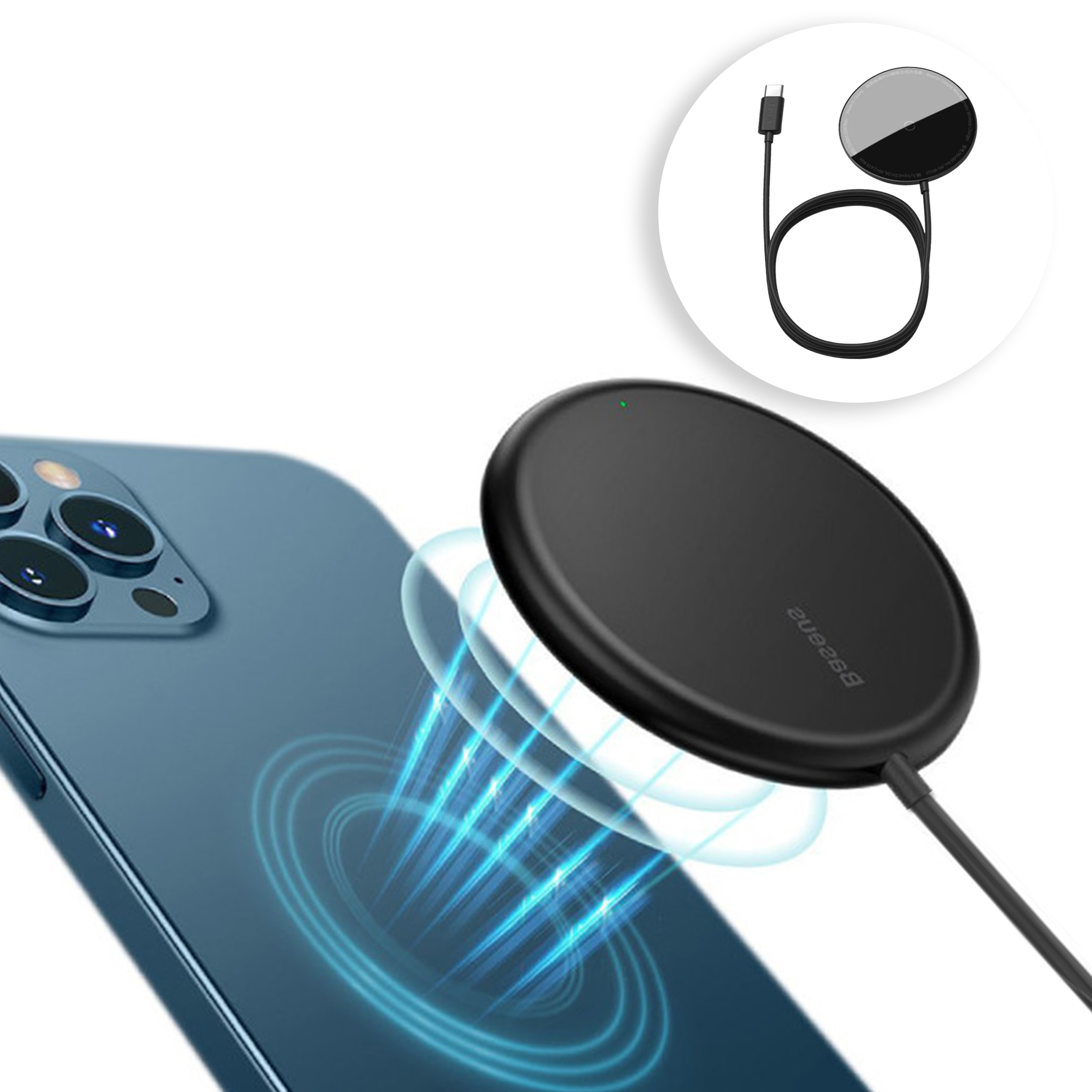 شارژر بی سیم باسئوس مدل Simple Mini Magnetic Wireless Charger WX01-JKF