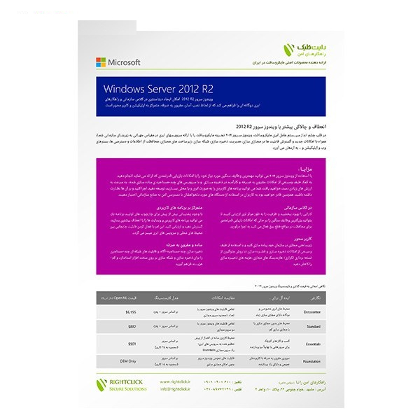 نرم افزار مایکروسافت ویندوز سرور R2 2012 نسخه استاندارد