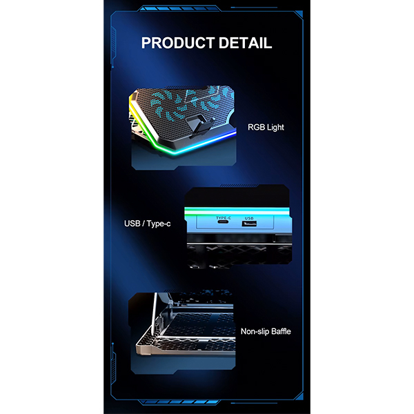 پایه خنک کننده لپ تاپ مدل F15 - RGB