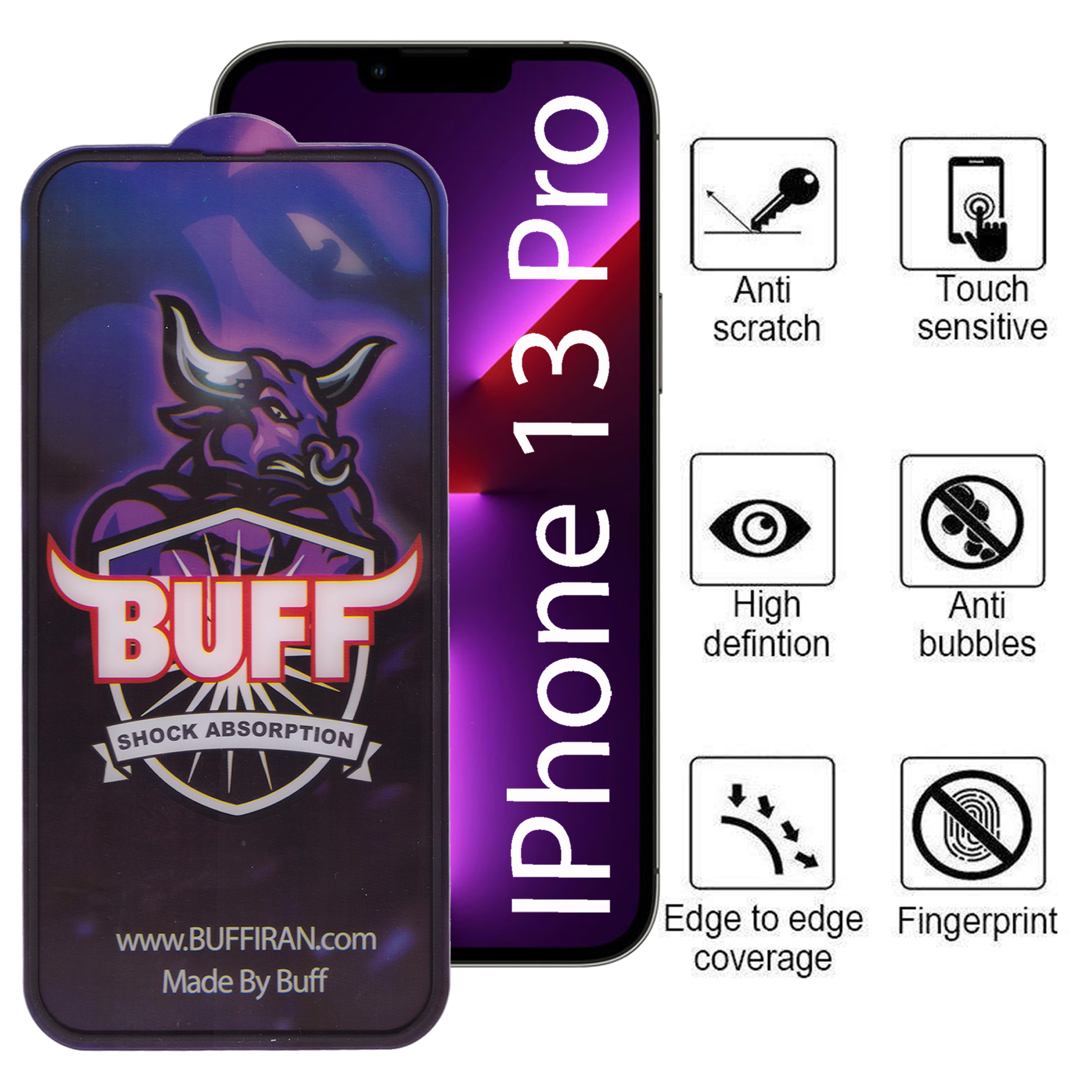 محافظ صفحه نمایش بوف مدل AirBag-Pro-G مناسب برای گوشی موبایل اپل Iphone 13 Pro