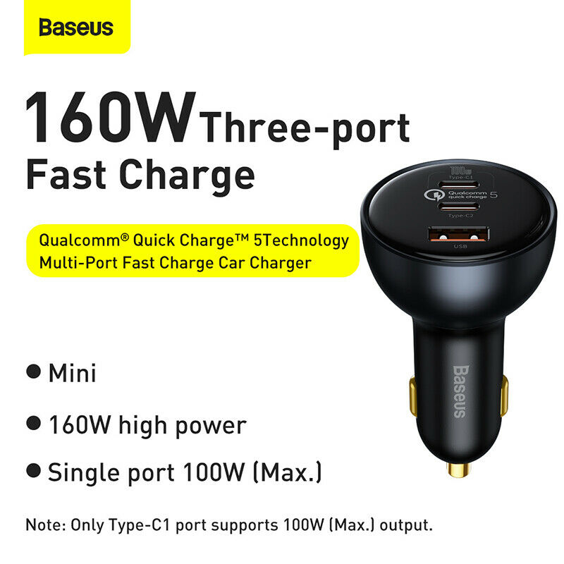 شارژر فندکی 100 وات باسئوس مدل TZCCZM-0G به همراه کابل USB-C
