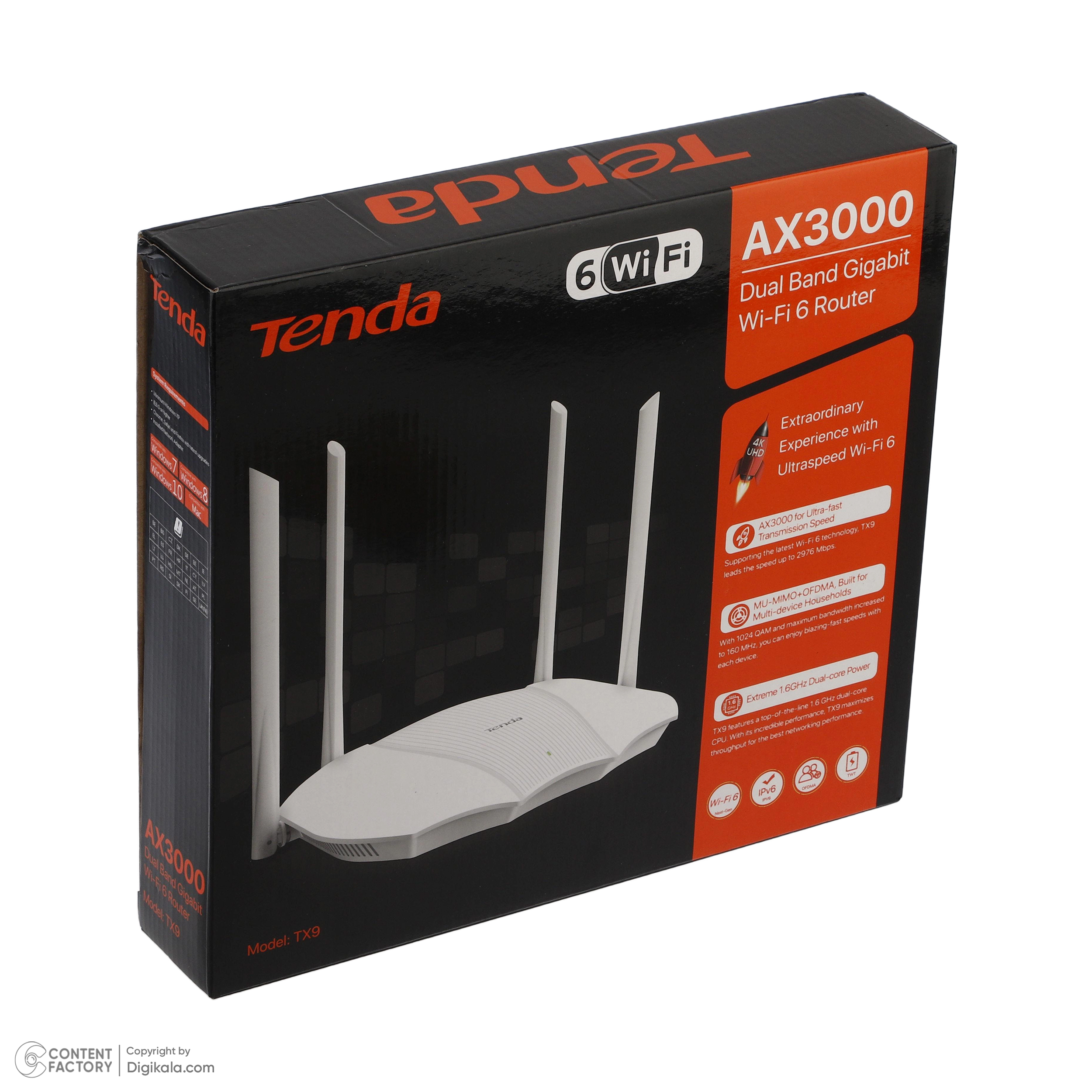 روتر بی‌سیم تندا مدل TX9 AX3000