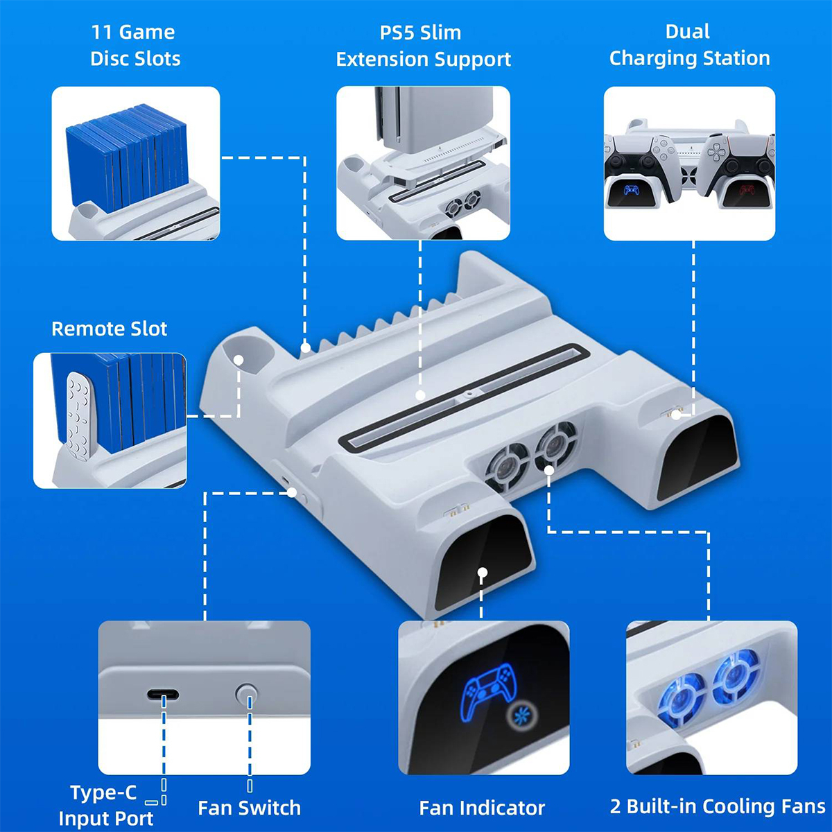 پایه پلی استیشن 5 دابی مدل Multlfunctiona Cooling Stand TP5-3532B