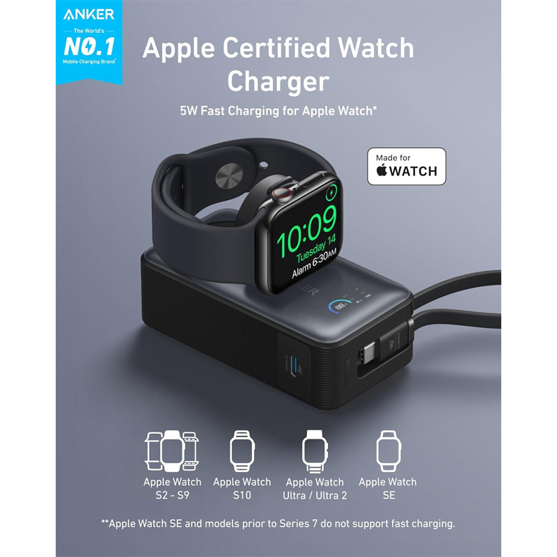 پاوربانک بی سیم انکر مدل MagGO For Apple Watch ظرفیت 10000 میلی آمپر ساعت با توان 35 وات