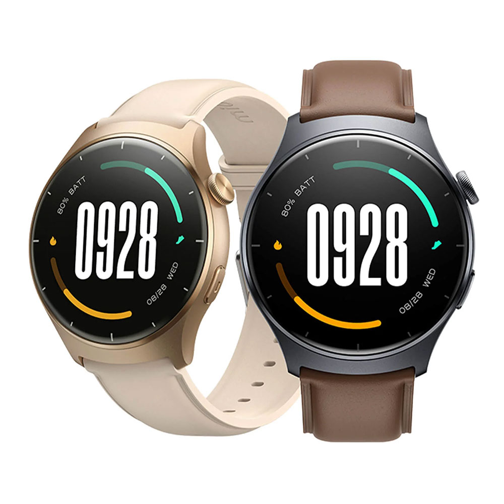 ساعت هوشمند میبرو مدل Watch Lite 3 مناسب برای ورزش، روزمره، رسمی، دارای قابلیت‌های صفحه نمایش رنگی و لمسی، قابلیت مکالمه از طریق بلوتوث، بند چرم، فرم صفحه دایره