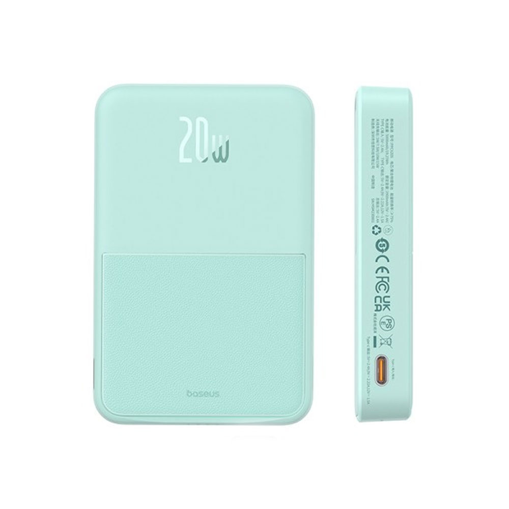 پاوربانک بی‌سیم 20 وات بیسوس مدل MagPro Magnetic Bracket 20w با ظرفیت 5000 میلی آمپر ساعت به همراه کابل USB-C به USB-C