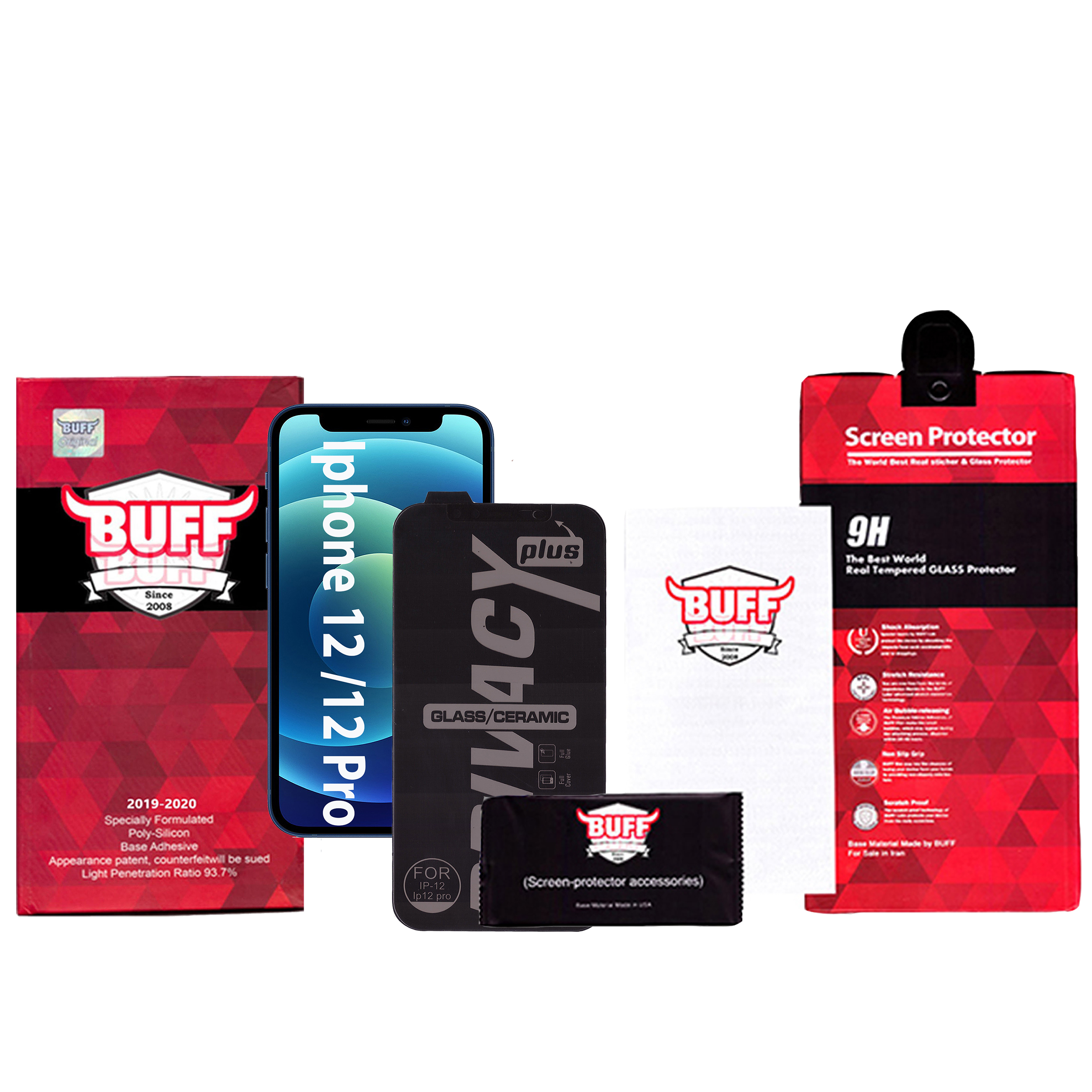 محافظ صفحه نمایش سرامیکی حریم شخصی بوف مدل shield مناسب برای گوشی موبایل اپل Iphone 12 / Iphone 12 Pro