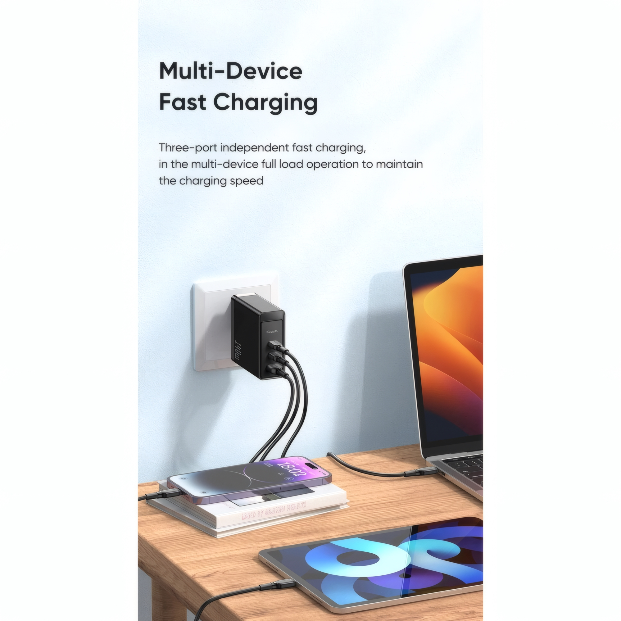 شارژر دیواری 140 وات مک دودو مدل CH-2913 به همراه کابل USB-C