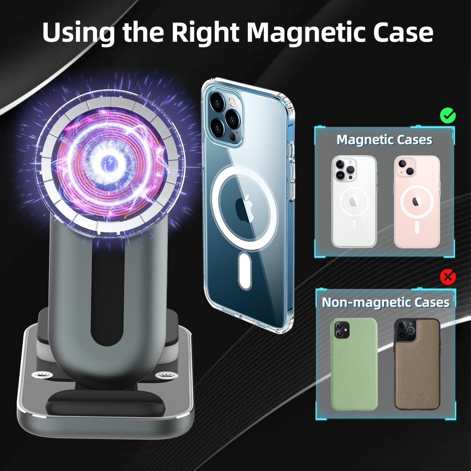 شارژر رومیزی مدل Magnetic 4in1 Wireless charger A8
