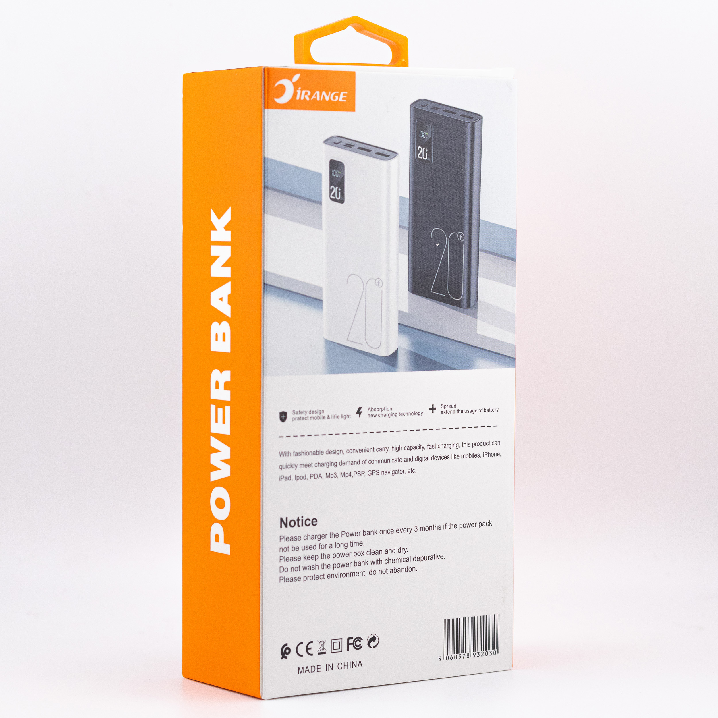 پاوربانک آیرنج مدل IR- D254 ظرفیت 20000 میلی‌آمپرساعت