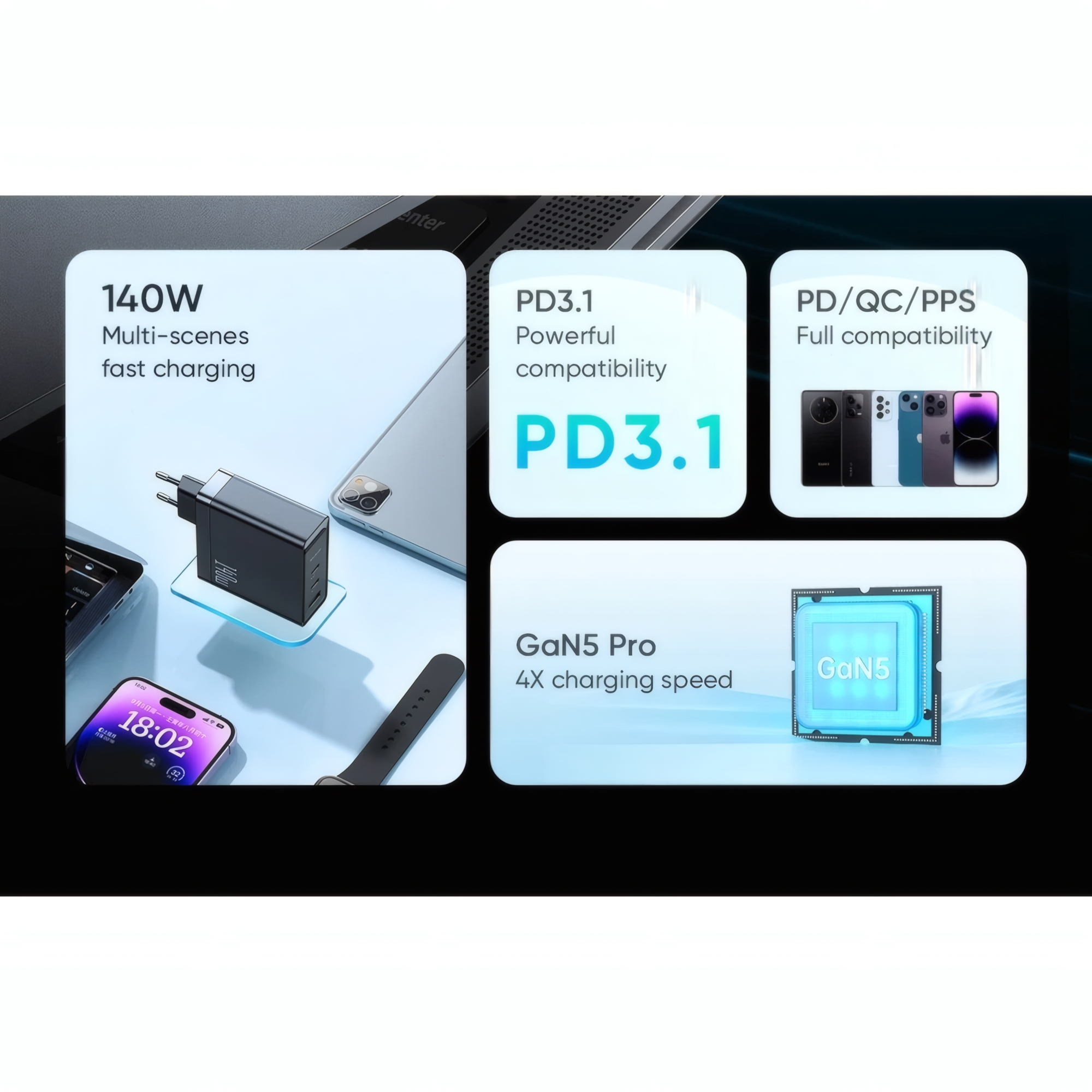 شارژر دیواری 140 وات مک دودو مدل CH-2913 به همراه کابل USB-C