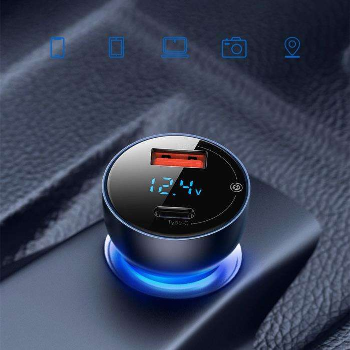 شارژر فندکی باسئوس مدل TZCCKX_0G به همراه کابل تبدیل USB-C