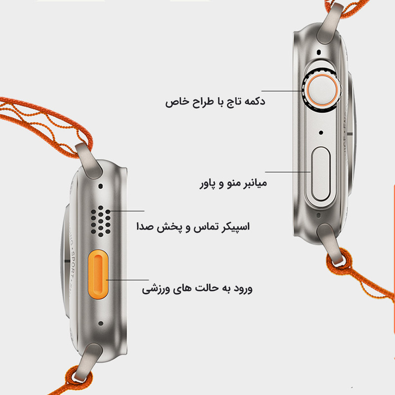 ساعت هوشمند اولترا زدپلاس مدل ZW9 ULTRA2 45mm به همراه 2 عدد بند
