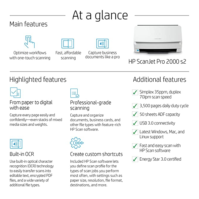 اسکنر اچپی مدل ScanJet Pro 2000 s2