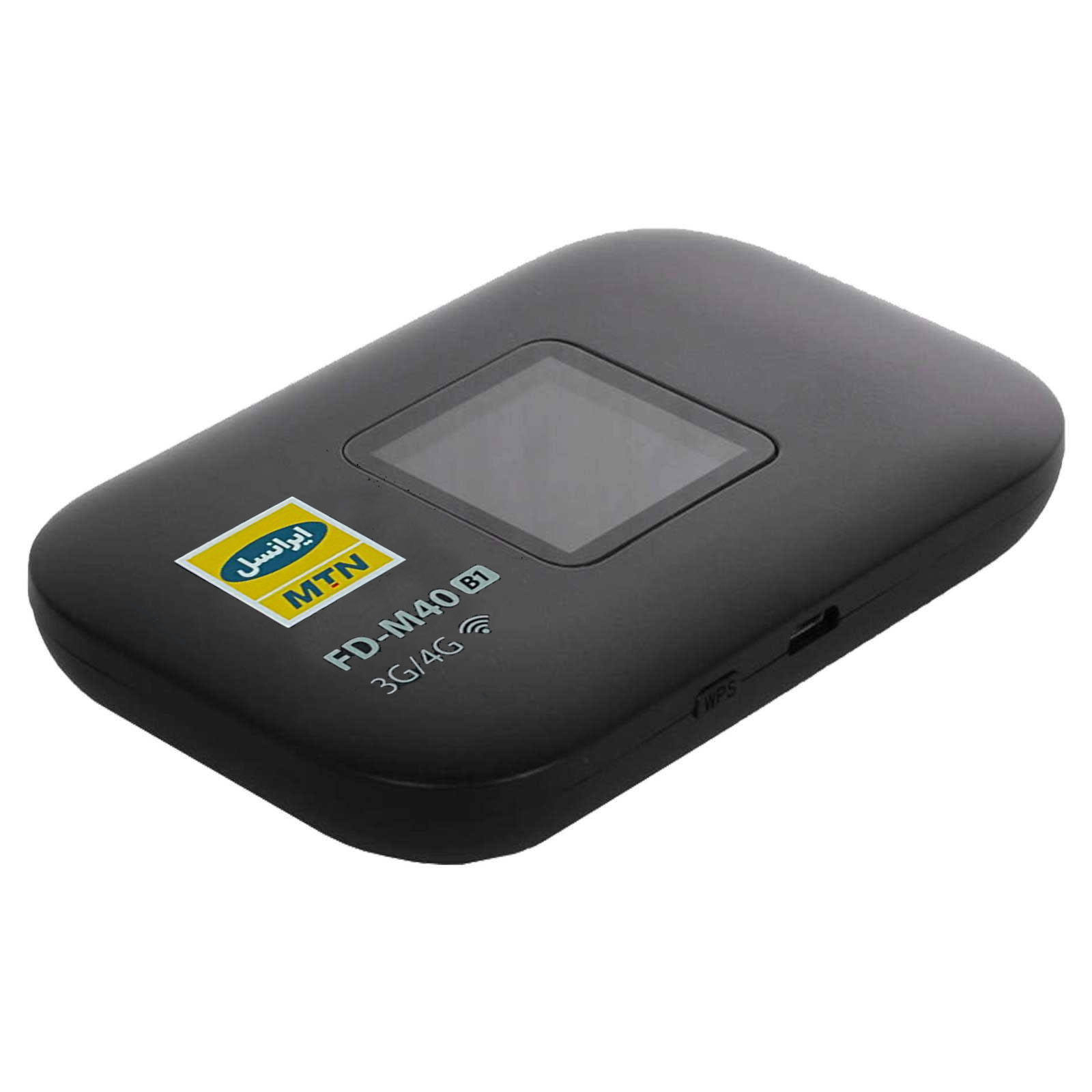 مودم 3G/4G قابل حمل ایرانسل مدل FD-M40 B1 به همراه 60 گیگابایت اینترنت 6 ماهه و 1 عدد سیم کارت دائمی طلایی