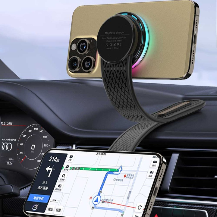 پایه نگهدارنده و شارژر بی سیم گوشی موبایل مدل 15W Magnetic wireless charger and phone stand