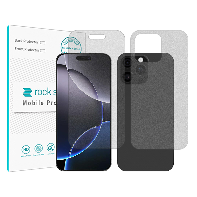 محافظ صفحه نمایش مات راک اسپیس مدل Shield مناسب برای گوشی موبایل اپل iPhone 16 Pro به همراه محافظ پشت گوشی