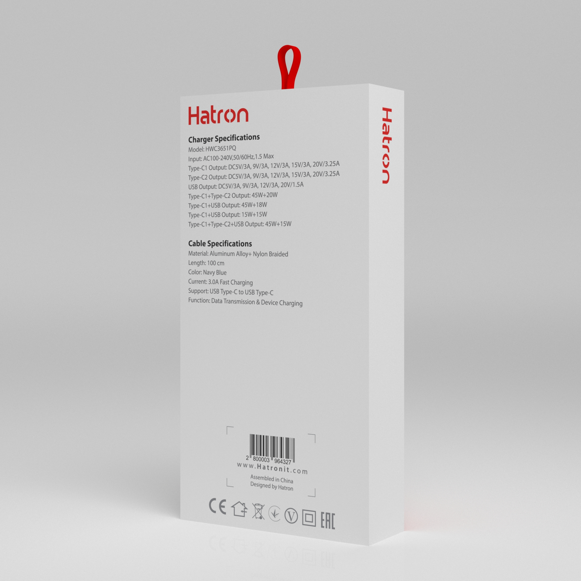 شارژر دیواری 65 وات هترون مدل HWC 3651 PQ GaN