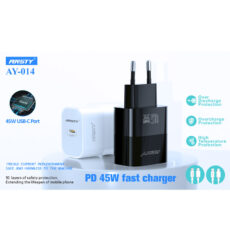 شارژر دیواری 45 وات انستی مدل AY-014 به همراه کابل تبدیل USB-C
