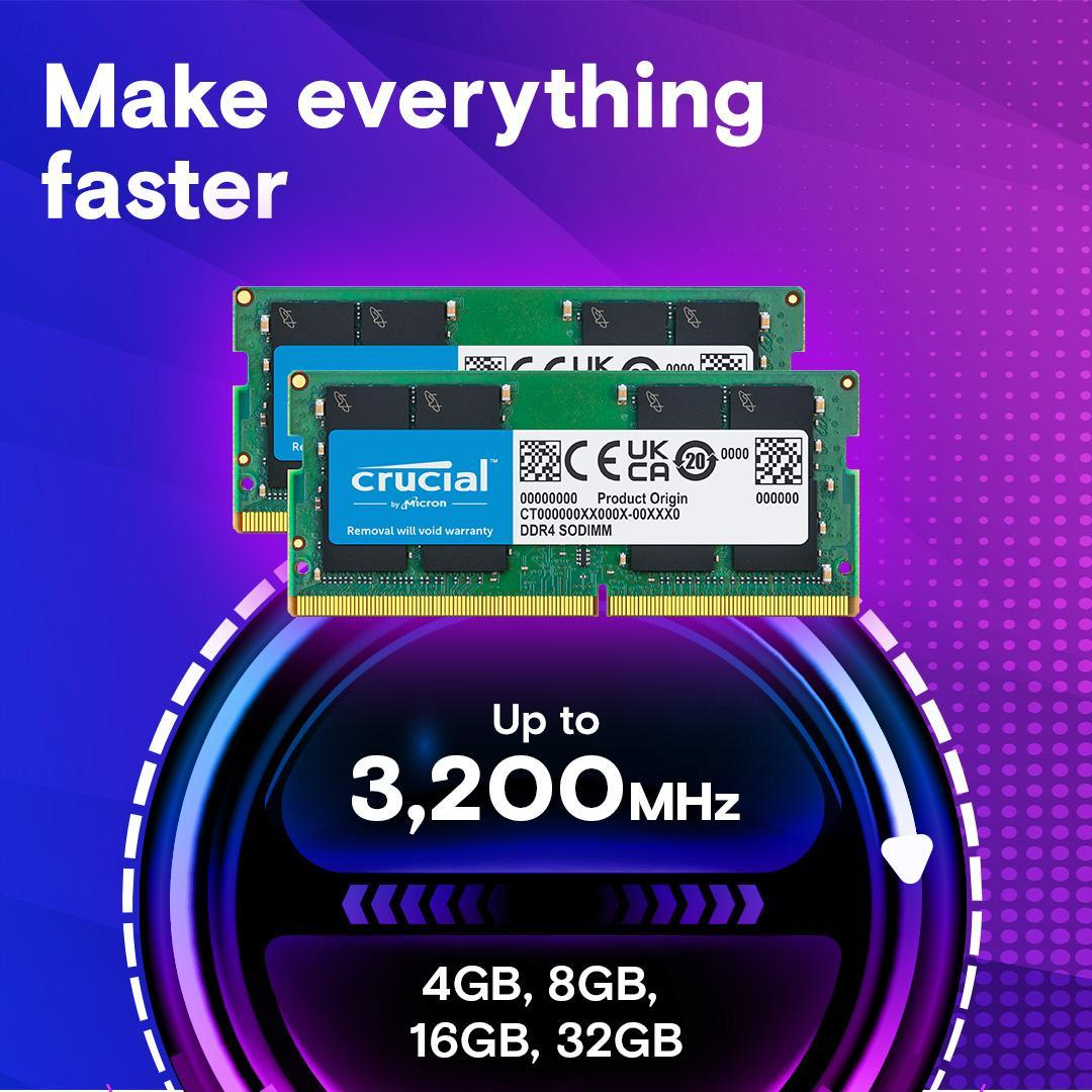 رم لپ تاپ DDR4 تک کاناله 3200 مگاهرتز CL22 کروشیال مدل CT8 ظرفیت 8 گیگابایت