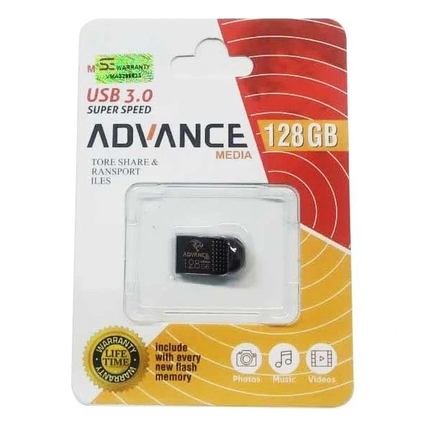 فلش مموری ادونس مدل ADVANCE MEDIA  ظرفیت 128 گیگابایت با رابط USB 3.0