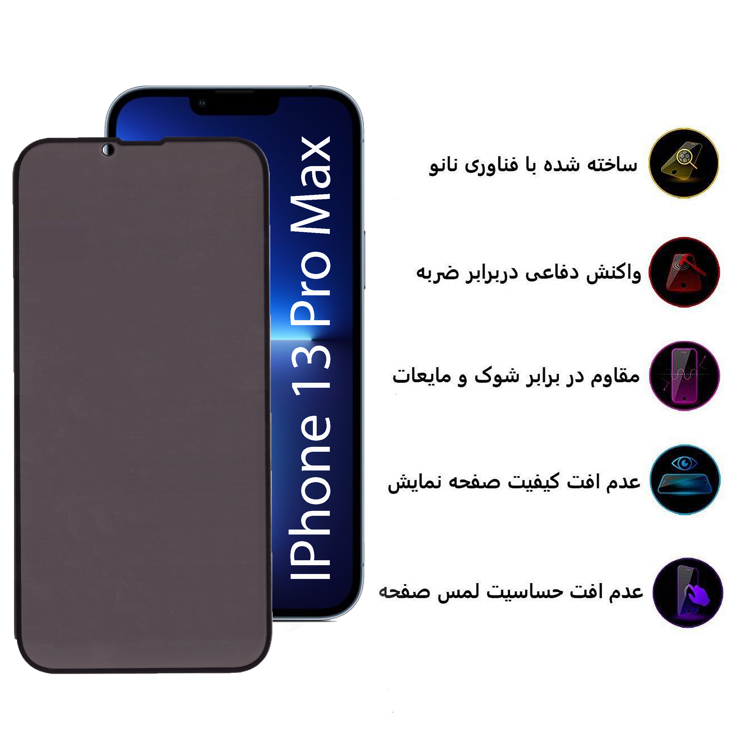 محافظ صفحه نمایش حریم شخصی بوف مدل Pr33 مناسب برای گوشی موبایل اپل Iphone 13 Pro Max