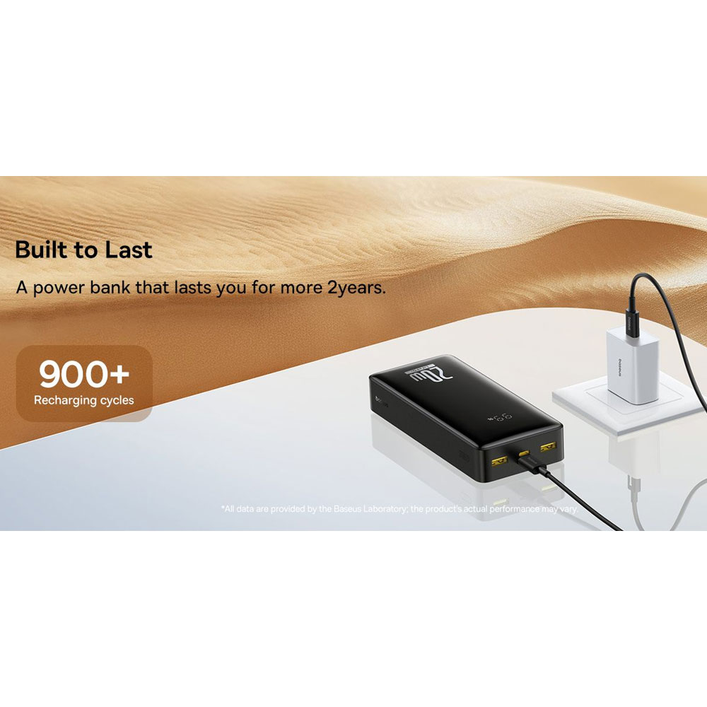 پاوربانک 20 وات باسئوس مدل LiFePO4 ظرفیت 18400 میلی آمپر ساعت به همراه کابل USB-C به USB-A