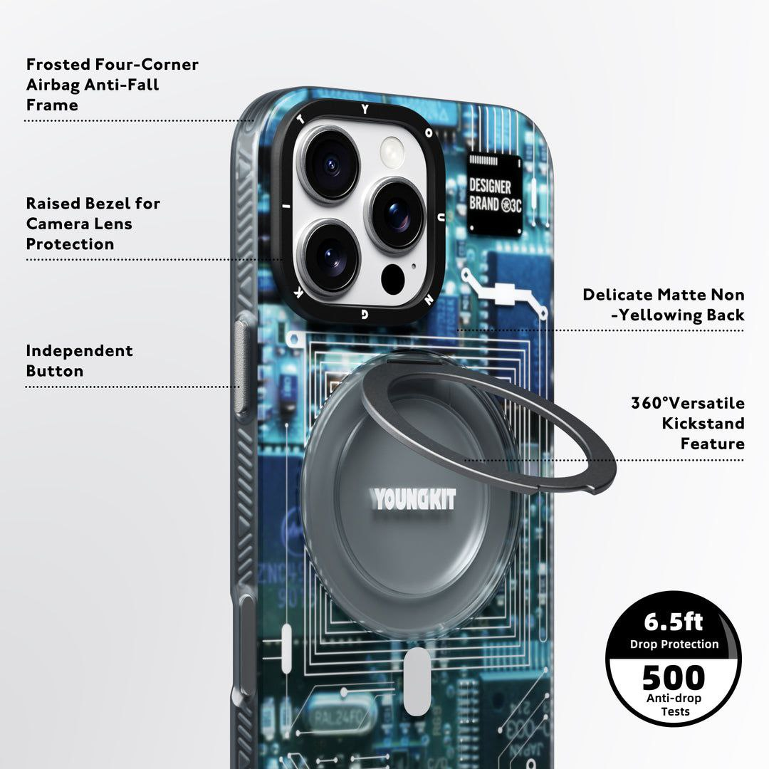 کاور یانگ کیت مدل Cyberpunk 360° Spin Magnetic Stand Case مناسب برای گوشی موبایل اپل iphone 16 promax