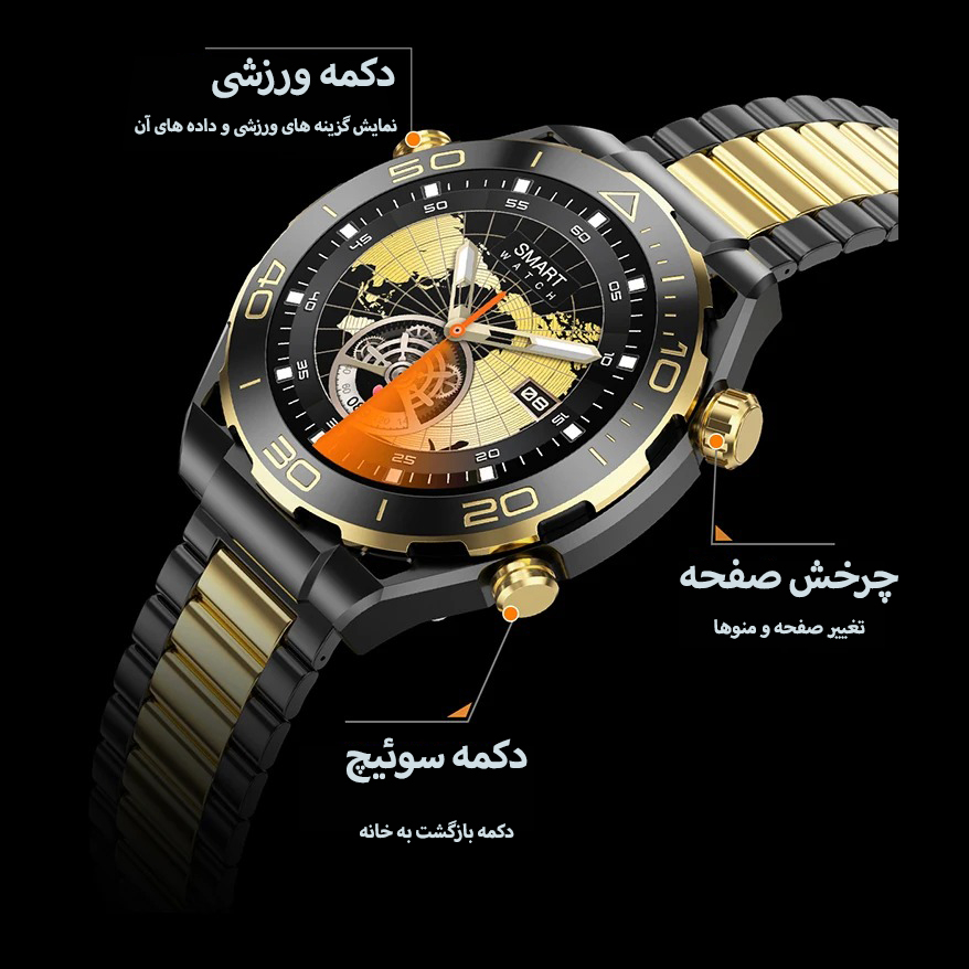 ساعت هوشمند مدل Z91 ProMax با قابلیت صفحه نمایش رنگی و لمسی، کنترل موسیقی، سنجش اکسیژن خون، مکالمه از طریق بلوتوث، پشتیبانی از زبان فارسی و امکان تغییر تم ساعت و ضد آب با بند فلزی