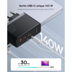 شارژر دیواری 160 وات بیسوس مدل GaN5 Pro 2C+U به همراه کابل تبدیل USB-C