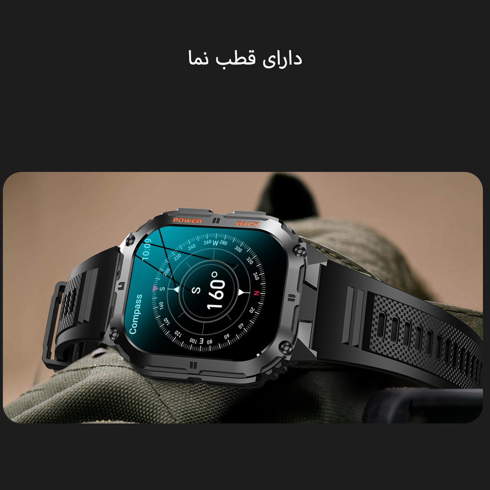 ساعت هوشمند مدل K61 دارای قابلیت های شمارنده ضربان قلب، کنترل سطح اکسیژن خون، کنترل فشار خون، کنترل موسیقی، گام شمار، ضد آب ، بند سیلیکونی