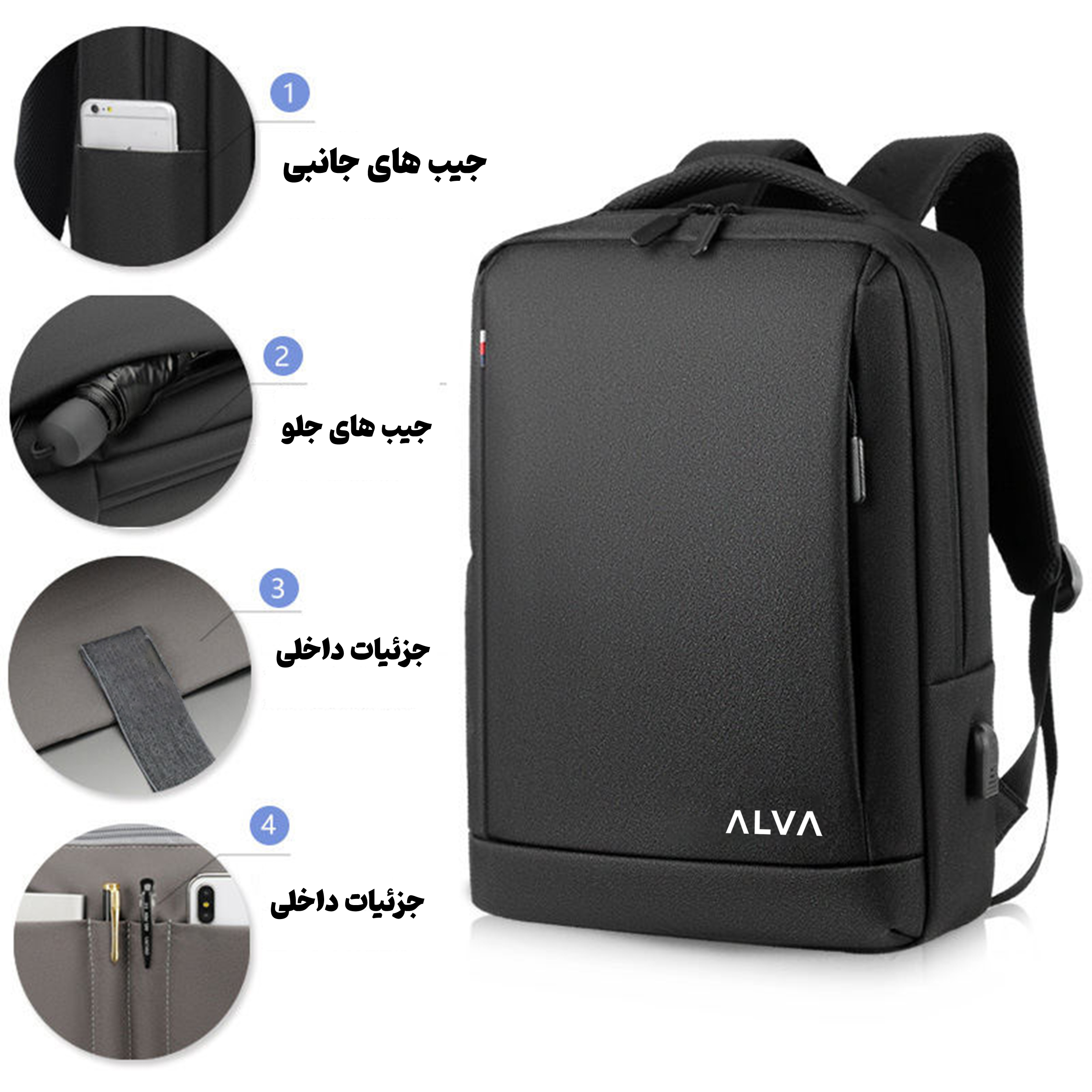 کوله پشتی لپ تاپ آلوا مدل omt مناسب برای لپ تاپ تا 15.6 اینچی