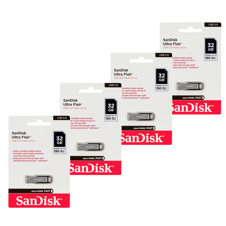 فلش مموری سن دیسک مدل Ultra Flair CZ73 ظرفیت 32 گیگابایت بسته 4 عددی
