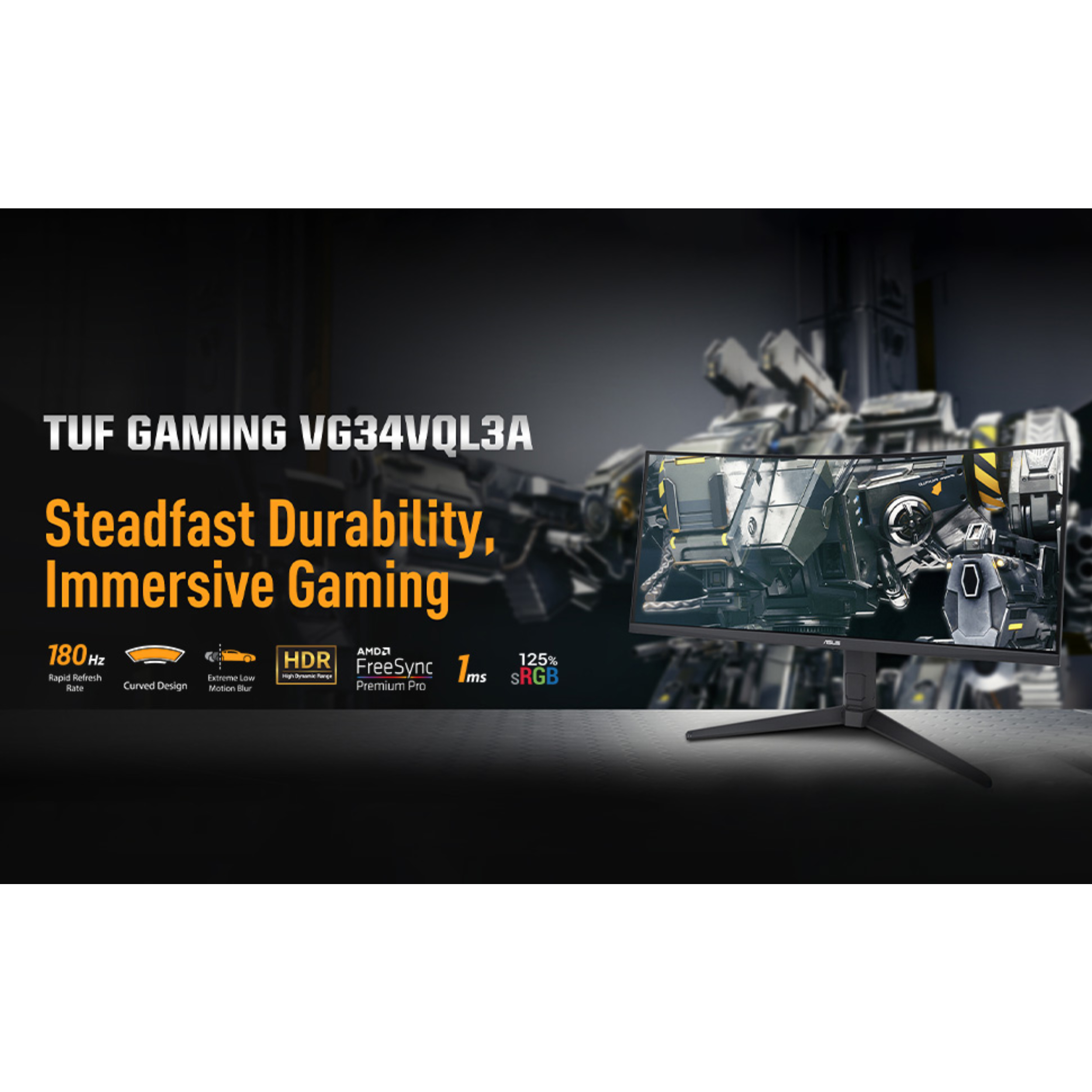 مانیتور خمیده گیمینگ 34 اینچ ایسوس مدل TUF Gaming VG34VQL3A