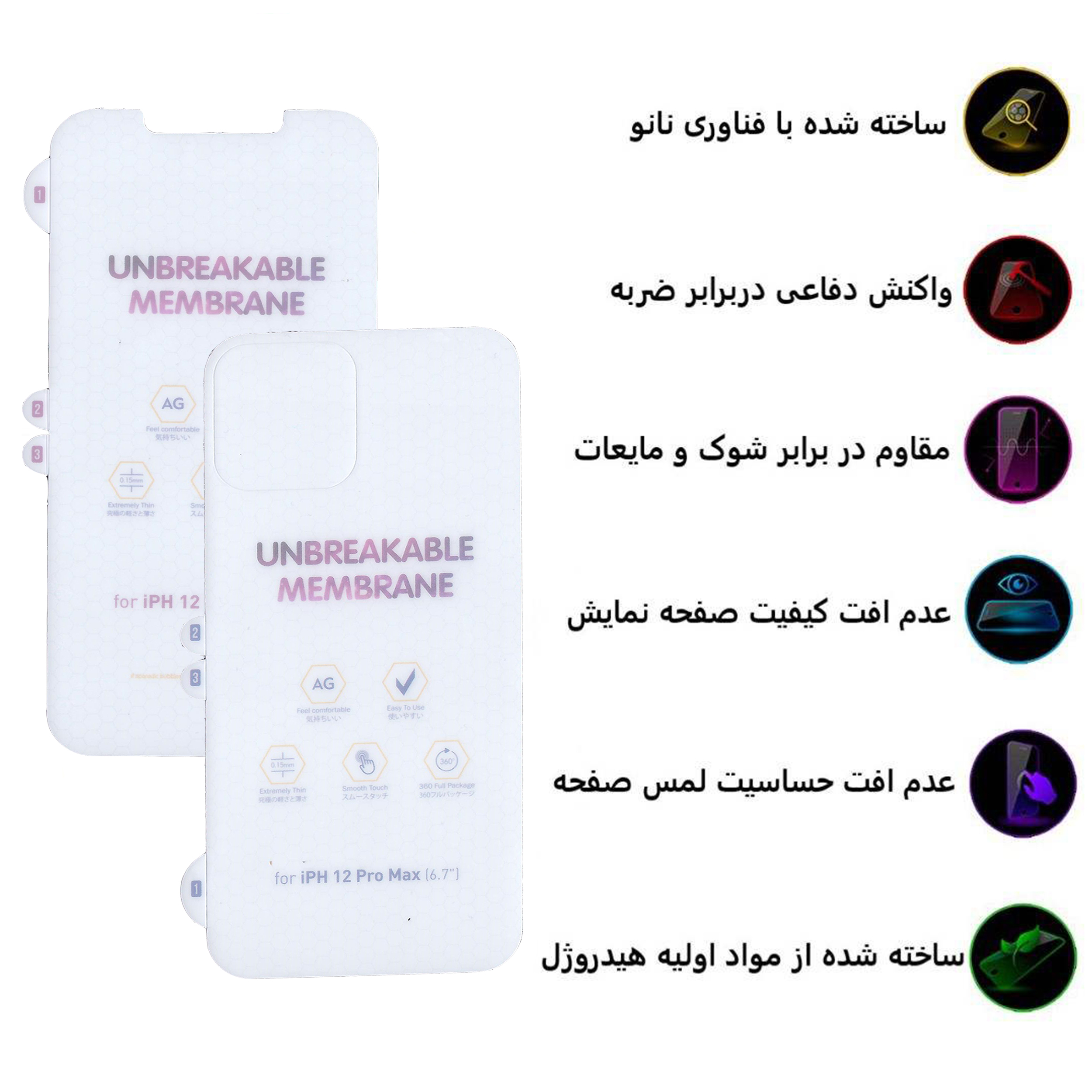 محافظ صفحه نمایش و پشت گوشی مات بوف مدل HgM15 مناسب برای گوشی موبایل اپل iphone 12 Pro Max