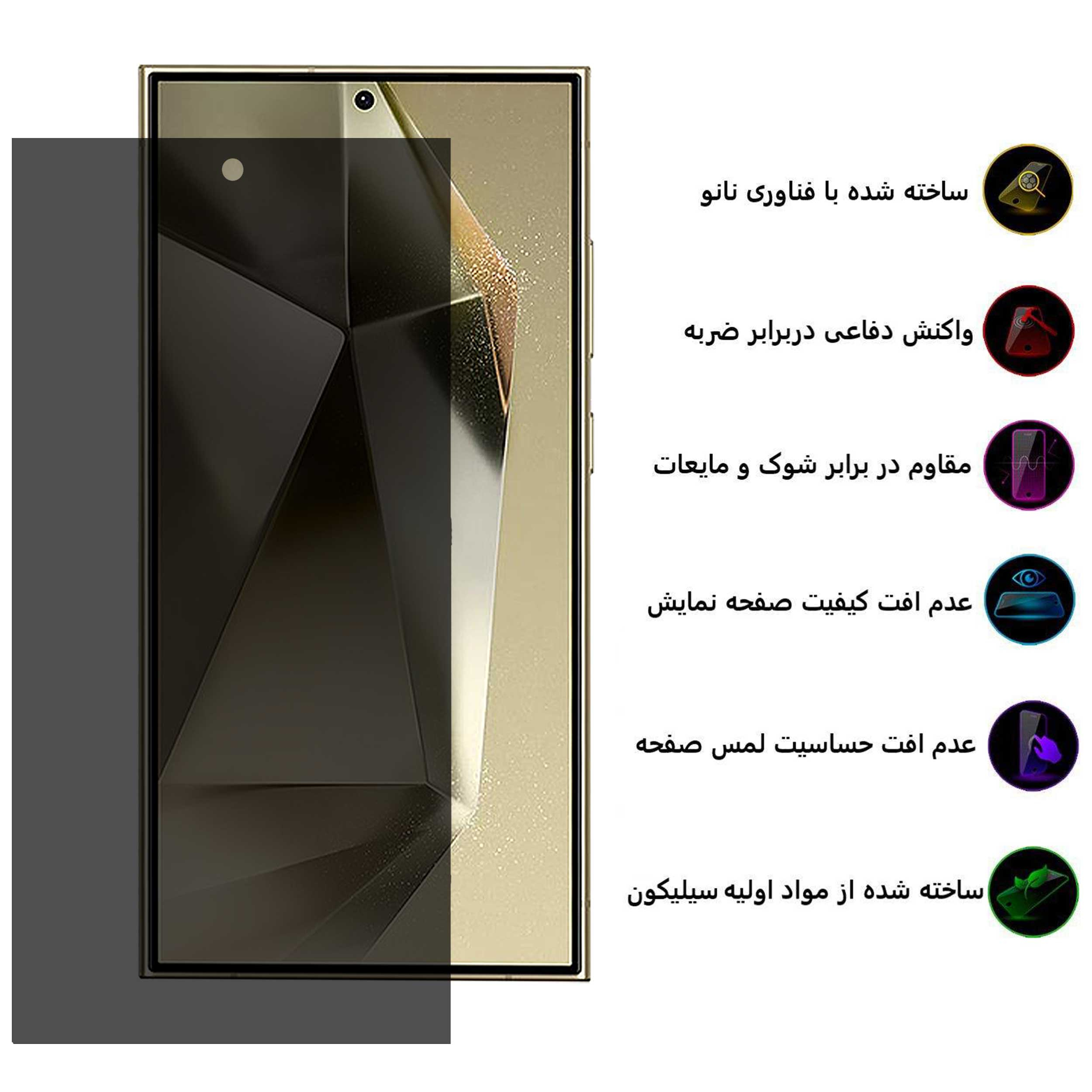 محافظ صفحه نمایش حریم شخصی بوف مدل Silicone-Privacy مناسب برای گوشی موبایل سامسونگ Galaxy S24 Ultra / S23 Ultra / S22 Ultra