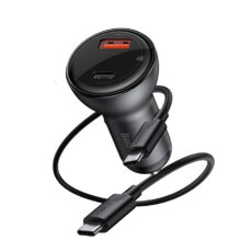 شارژر فندکی باسئوس مدل Dual Quick Charger 65W  به همراه کابل USB-C