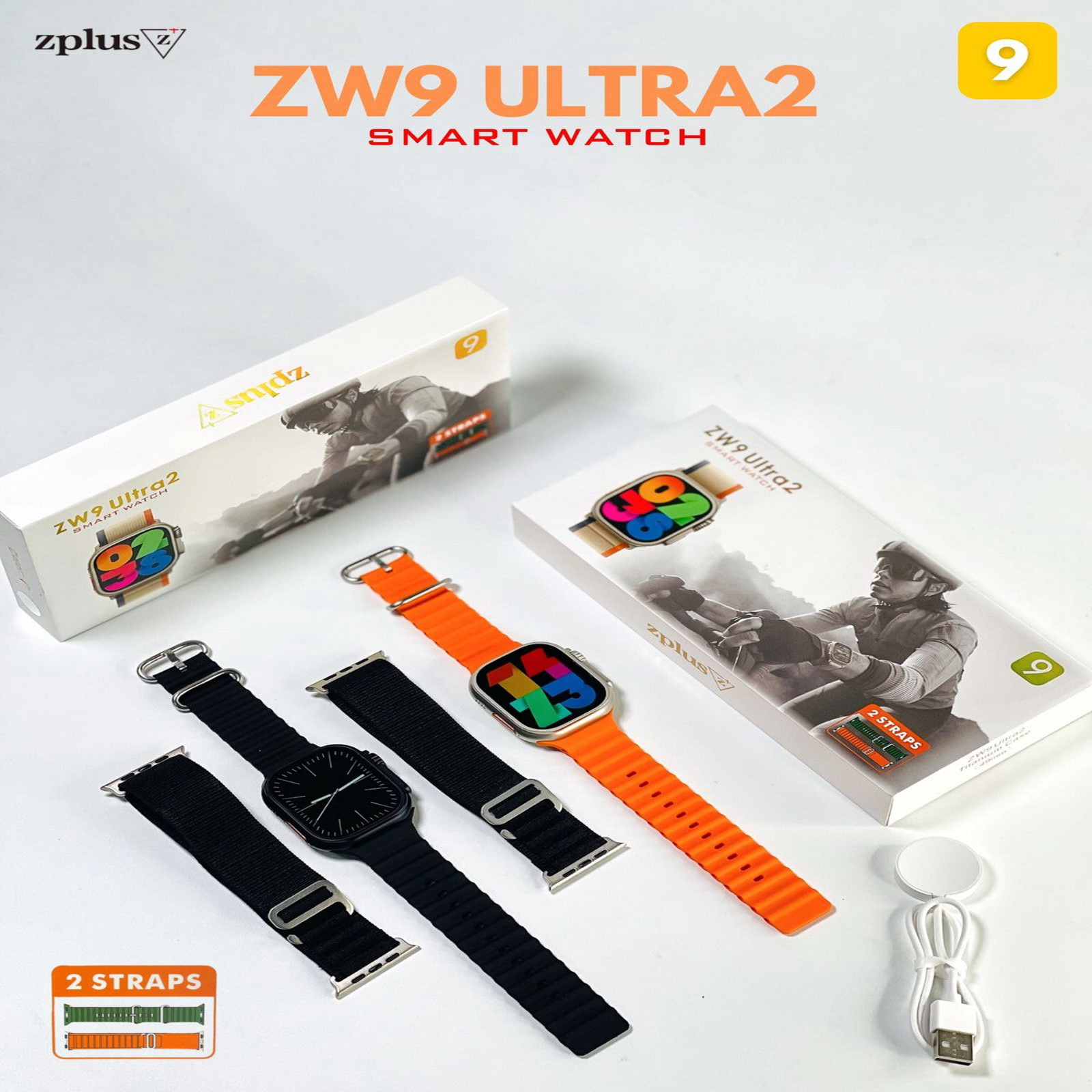 ساعت هوشمند اولترا زدپلاس مدل ZW9 ULTRA2 45mm به همراه 2 عدد بند