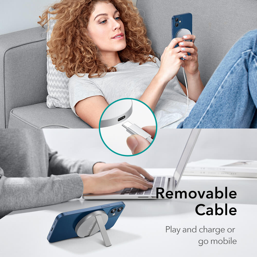 پایه نگهدارنده و شارژر بی سیم گوشی موبایل ای اِس آر مدل HaloLock Kickstand With MagSafe