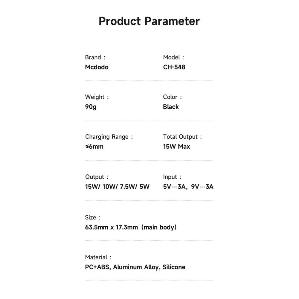 پایه نگهدارنده و شارژر بی سیم گوشی موبایل مک دودو مدل CH-548