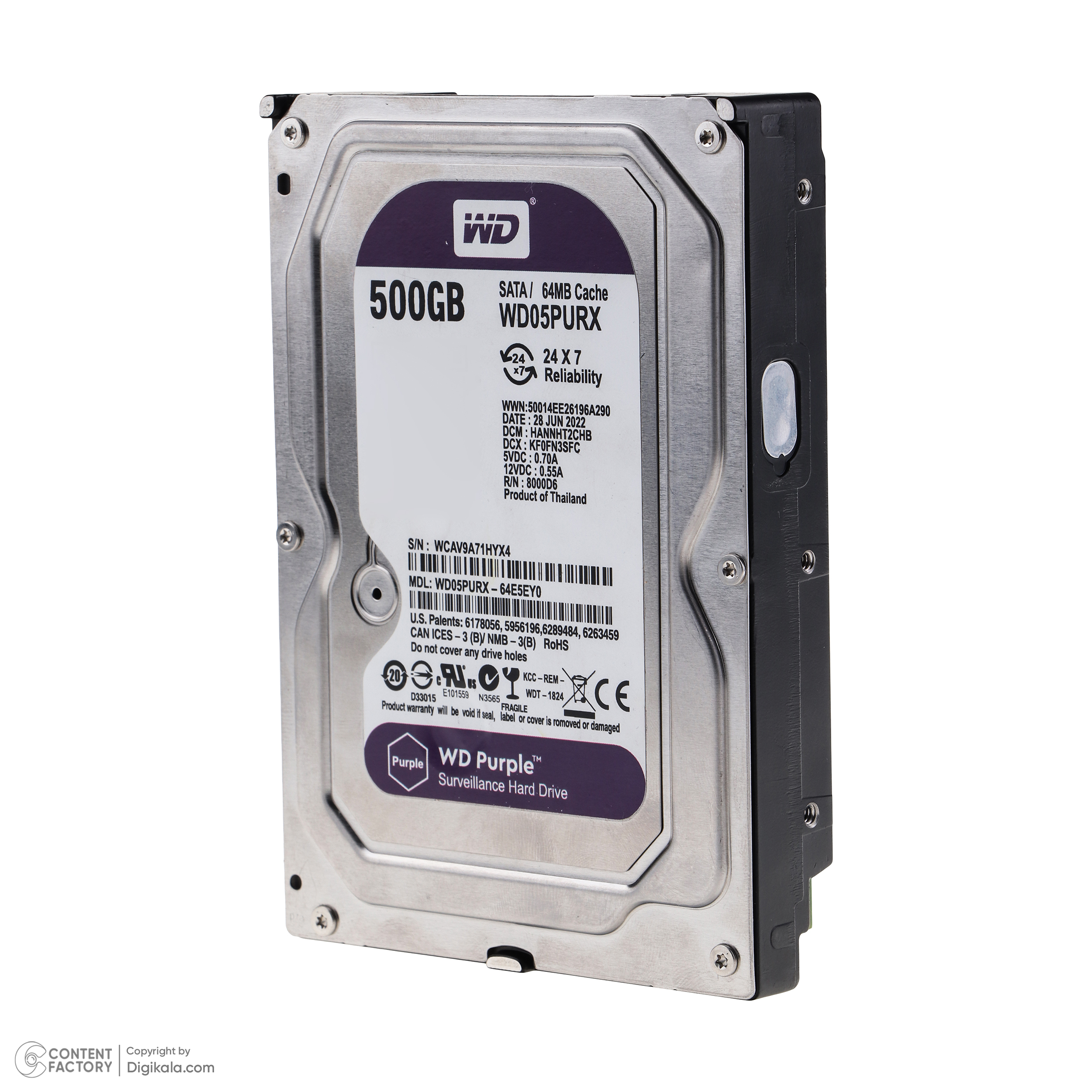 هارد دیسک اینترنال وسترن دیجیتال مدل WD05PURX ظرفیت 500 گیگابایت