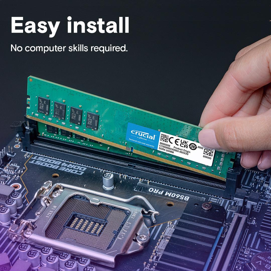 رم دسکتاپ DDR4 تک کاناله 3200 مگاهرتز CL22 کروشیال مدل PC4-25600 ظرفیت 16 گیگابایت