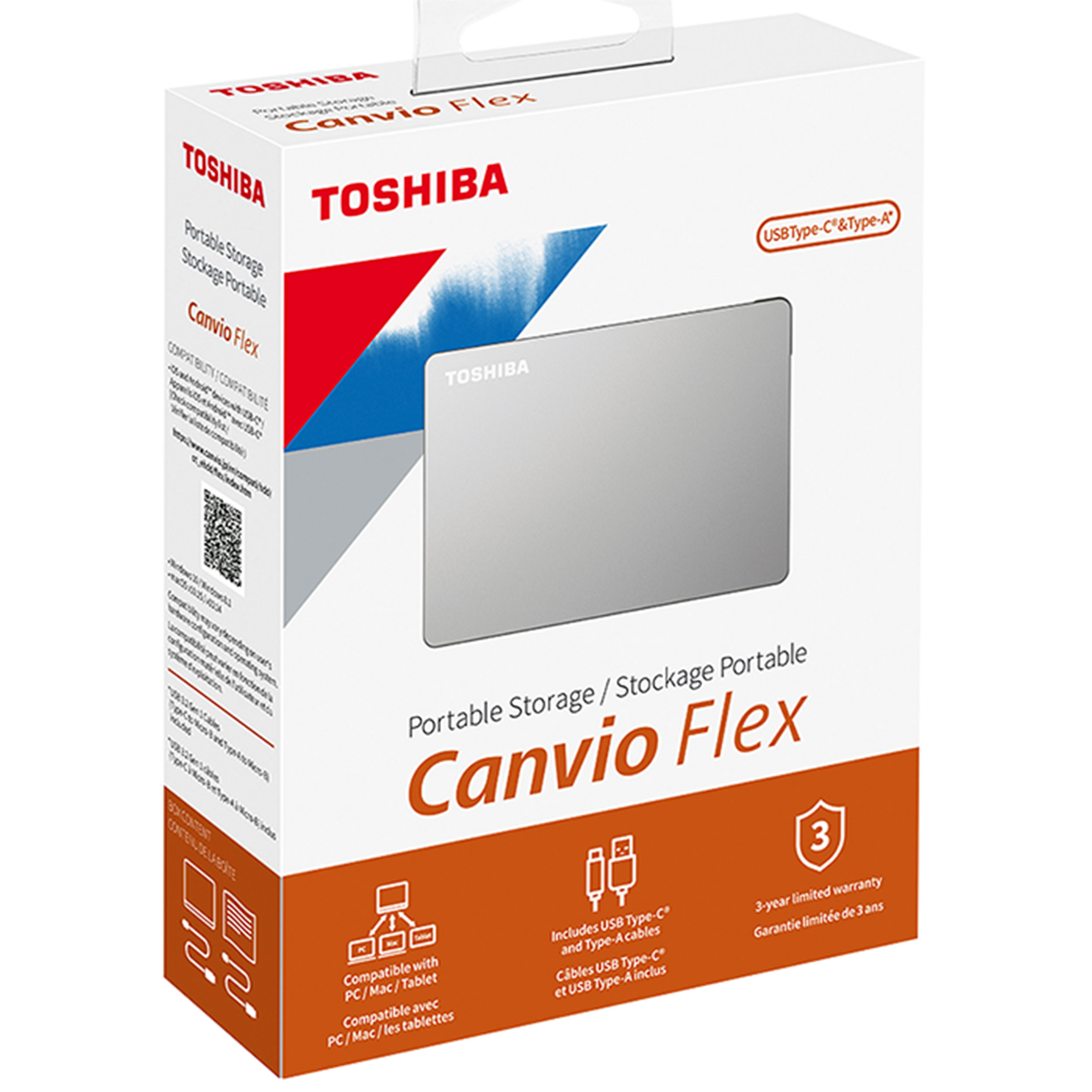 هارد اکسترنال توشیبا مدل Canvio Flex ظرفیت دو ترابایت دارای رابط USB Type-A 3.0