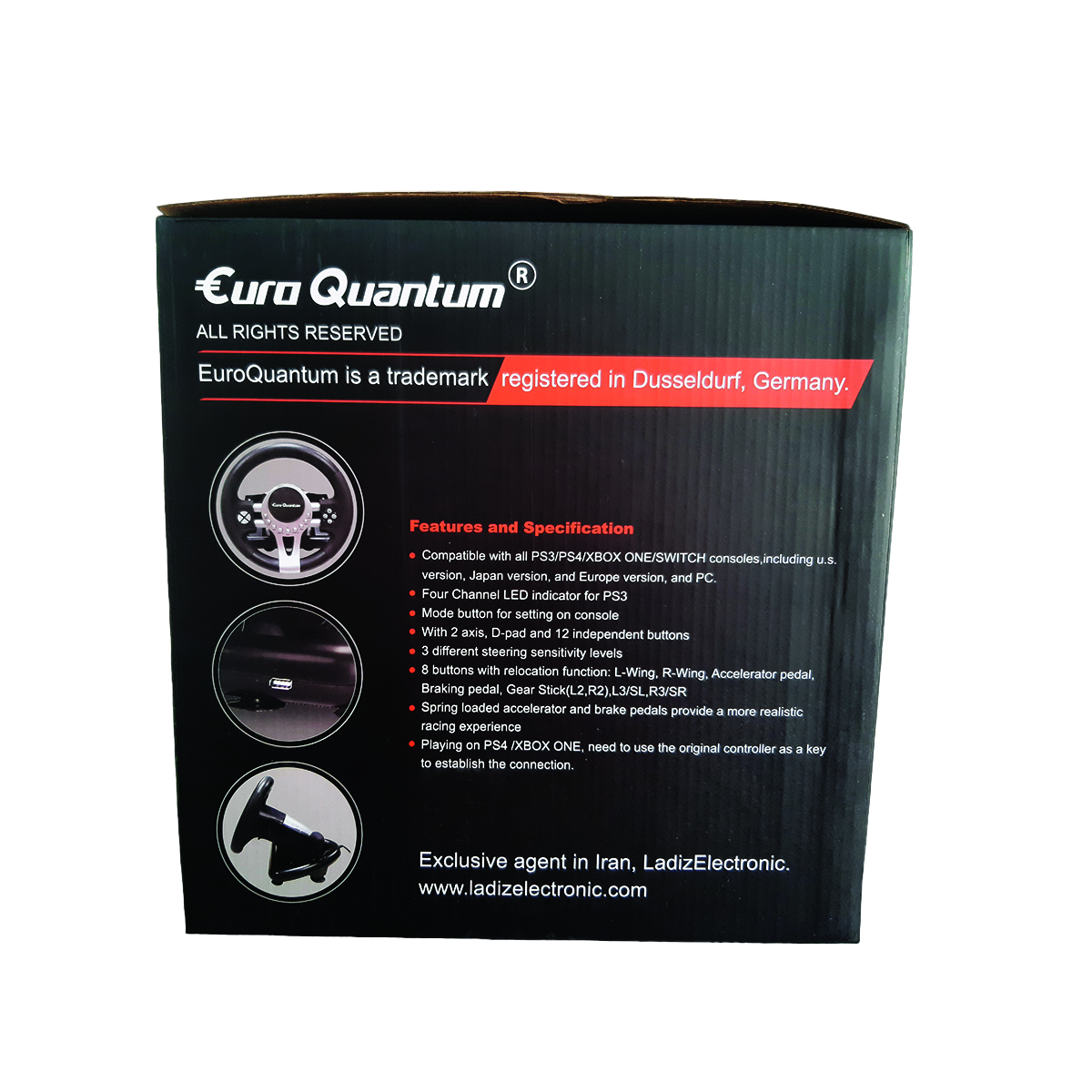 فرمان بازی یورو کوانتم مدل E-Q-RACING WHEEL مناسب برای PS4-XBOXONES-PC-PS3-SWITCH