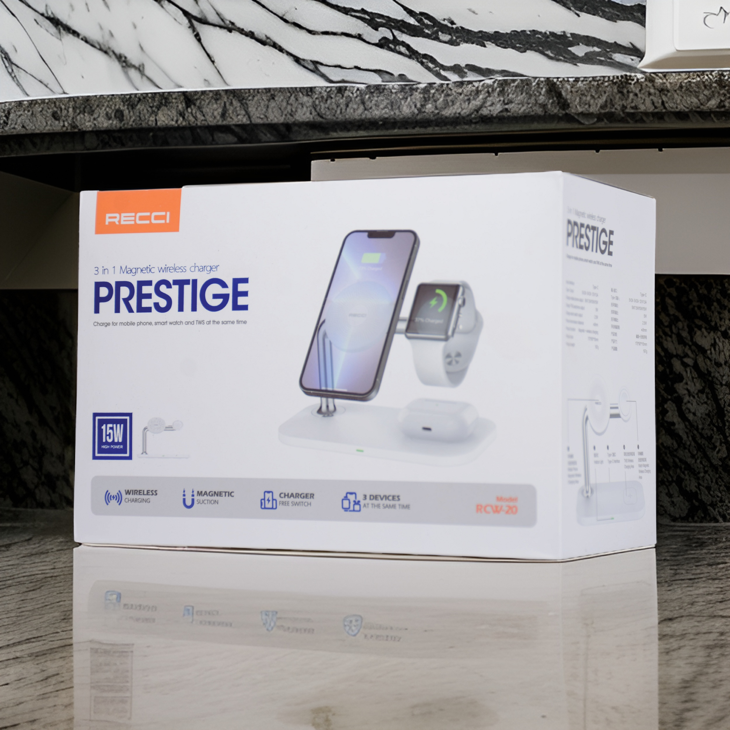 پایه نگهدارنده و شارژر بی سیم گوشی موبایل رسی مدل Wireless Charger RCW-20
