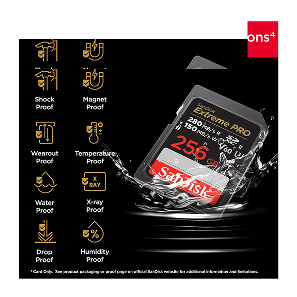 کارت حافظه SDXC سن دیسک مدل Extreme Pro V60 استاندارد UHS-II سرعت 280mbps ظرفیت 256 گیگابایت