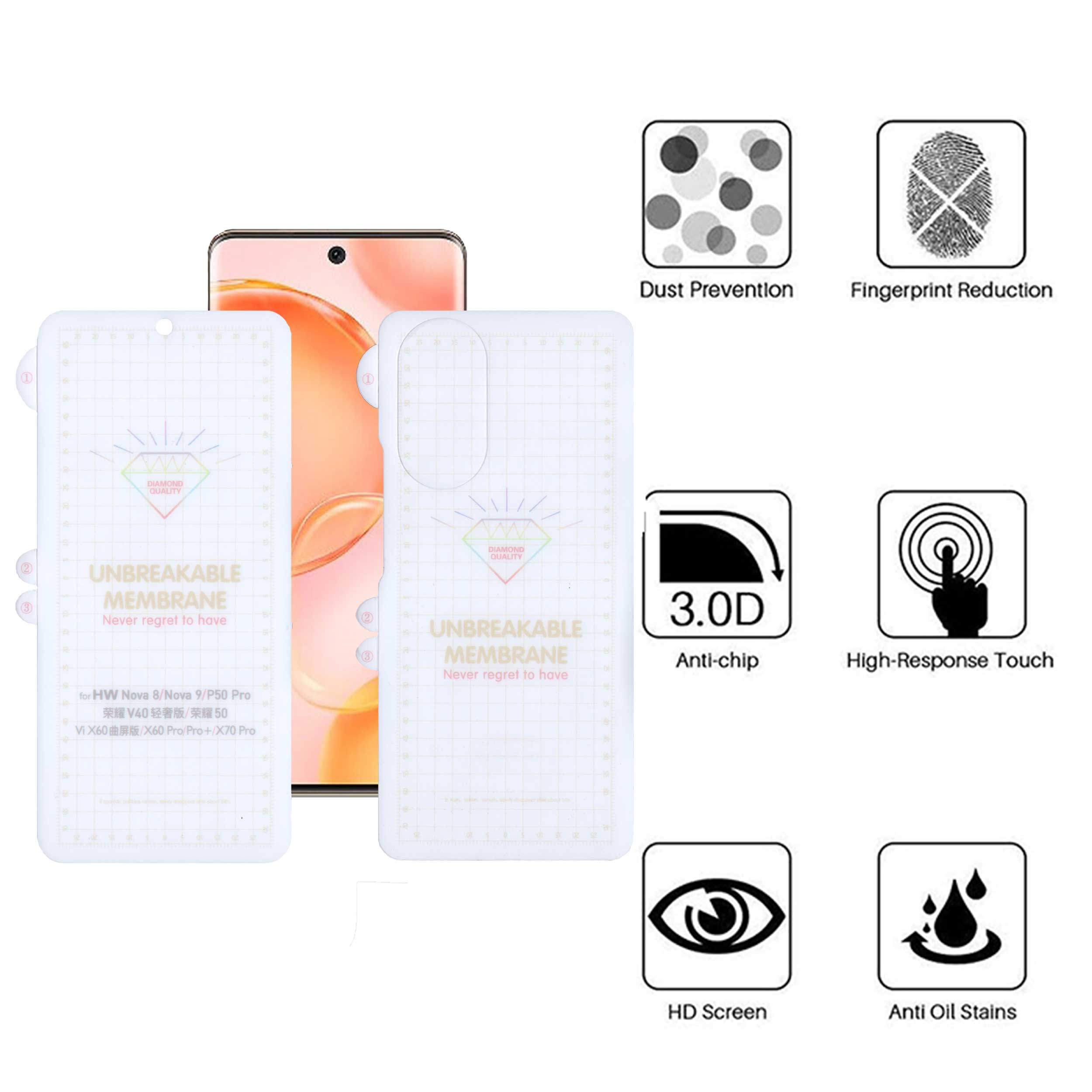 محافظ صفحه نمایش بوف مدل Hydrogel-G مناسب برای گوشی موبایل هوآوی Nova 9 / آنر 50 به همراه محافظ پشت گوشی